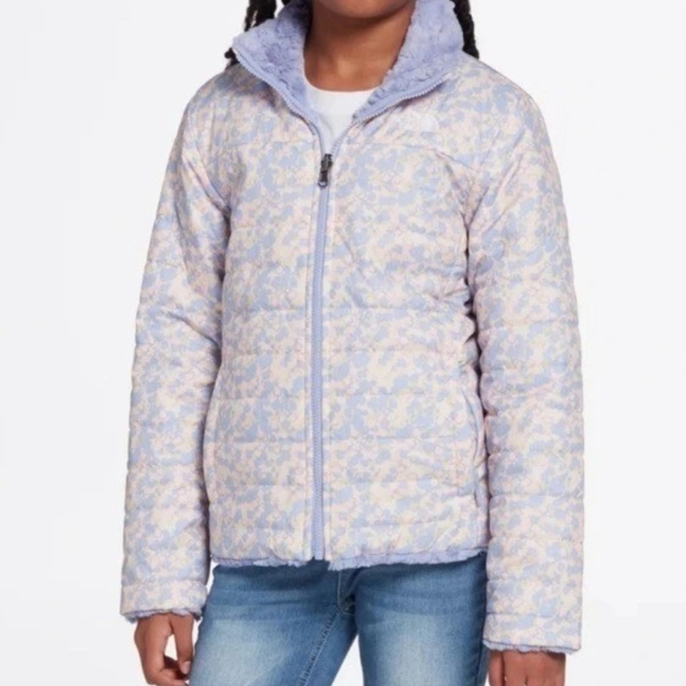 The North Face Girls Reversible Mossbud Swirl Insulated Winter Coat Size M 10-12